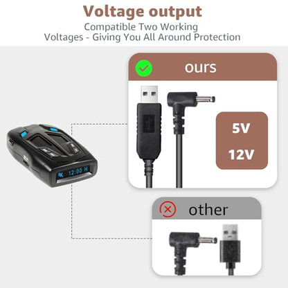 USB to DC3.5 for Cobra Uniden Whistler & Radenso Radar Detector Power Cord