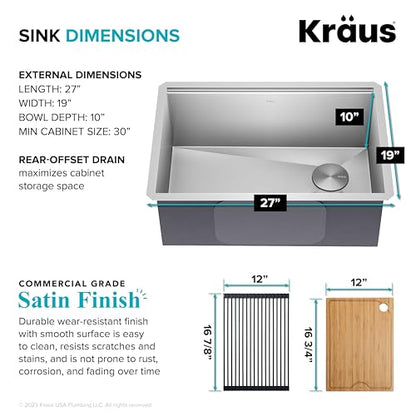 Stainless Steel 27 in Undermount Kitchen Sink KWU110 (Stainless Steel / 27 inch / Sink)