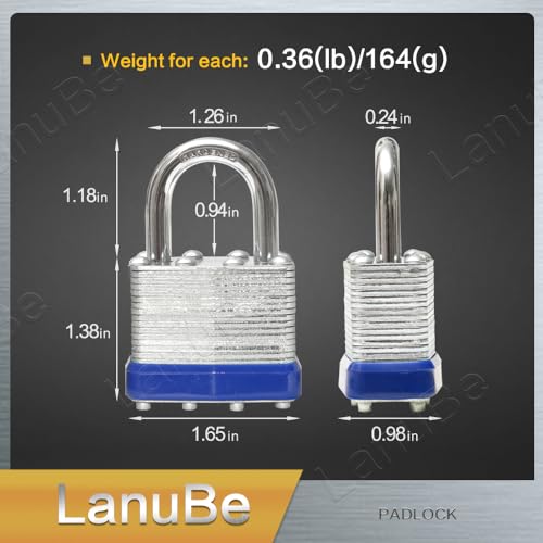 Laminated Keyed Alike Padlock 6 Pack 1.6 (6 Pack Blue)