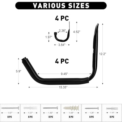 15" Heavy Duty Garage Storage Hooks (15''-8pcs)