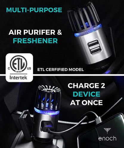 Car Air Purifier Premium Air Ionizer (Grey Silver)