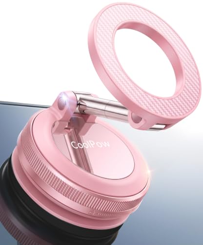 Newest Vacuum Magnetic Phone Holder for Car Phone Holder Mount【Movable Vacuum Suction】 Magsafe Car Mount Cell Phone Holders for Your Car Accessories for Women Men for iPhone 17 16 (Light Pink)
