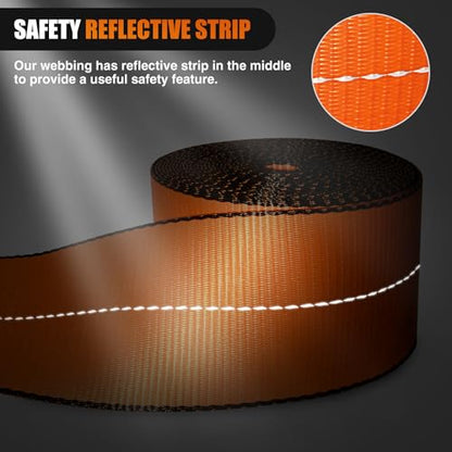 Truck Straps 4”×30’ Heavy Duty 16800LBS Break Strength 10 Pack (4in x 30ft Truck Straps 10PCS Orange / Straps)
