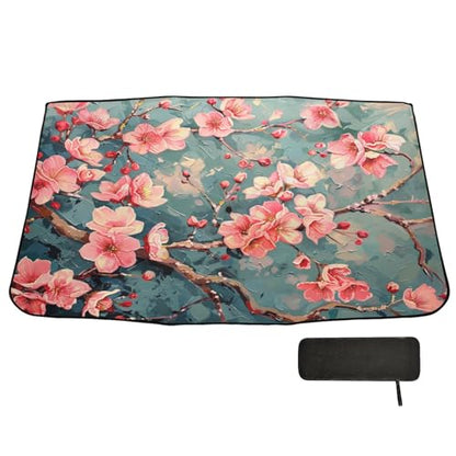 Windshield Sun Shade Umbrella Cherry Blossom Branch Floral Foldable Car Front Window Sunshade Blocks UV Rays Heat Keep Vehicle Cool 55"x27.5" (multi 24)