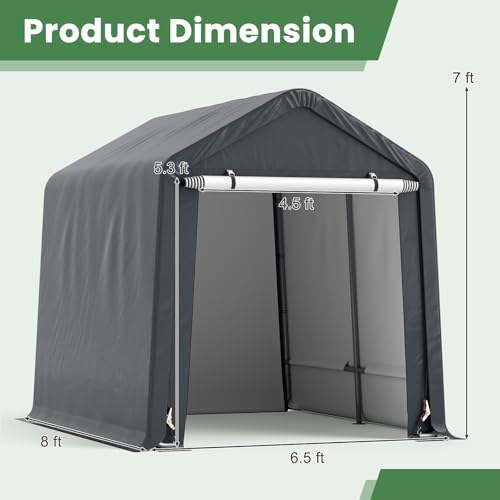 8x6.5Ft Portable Shed (Gray / 8x6.5Ft)