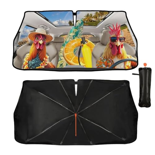 Funny Animal Car Windshield Sun Shade Umbrella (rooster-3)