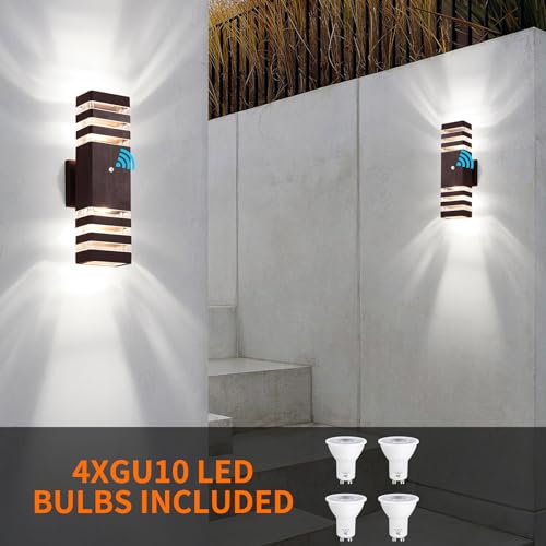 2 Pack Outdoor Light Fixtures (Brown / 3 Layer - 15 Inch)