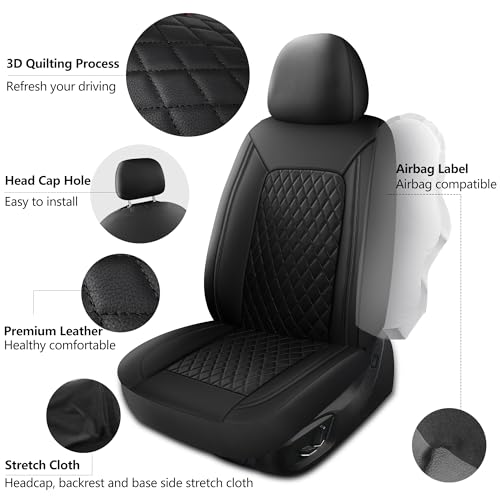 Faux Leather Front Car Seat Covers (N1 Black / Front Seat)