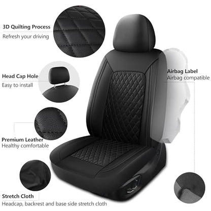 Faux Leather Front Car Seat Covers (N1 Black / Front Seat)