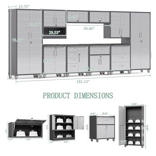 Garage Cabinet System (Black/Grey / 10 Pcs-StyleA)