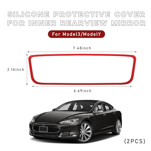 Car Rear View Mirror Protector Frame (Red-2PCS)