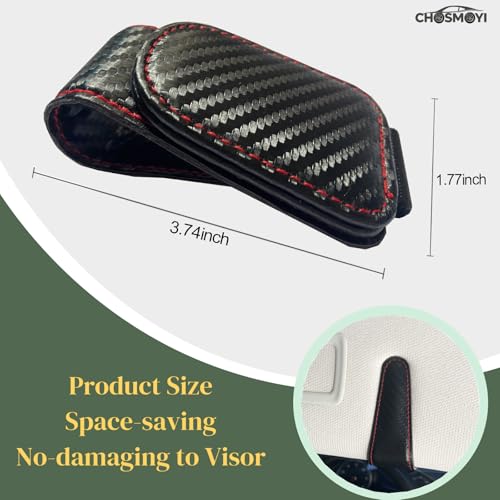 Leather Sunglass Clip for Car Visor (Carbon Fiber)