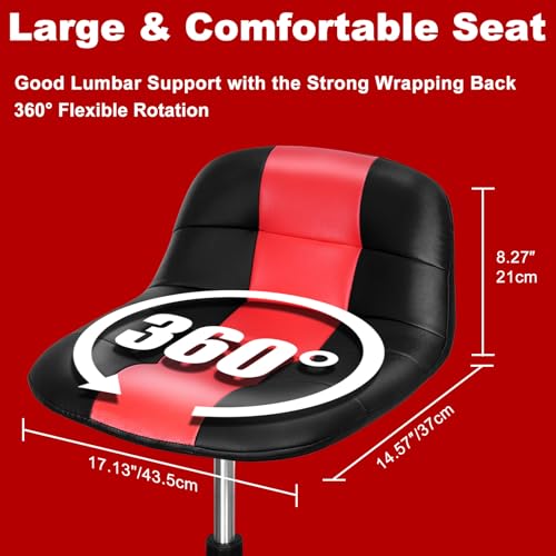 Rolling Shop Stool with Wheels (Red)