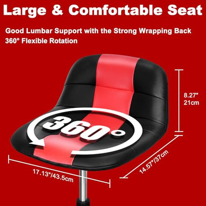 Rolling Shop Stool with Wheels (Red)
