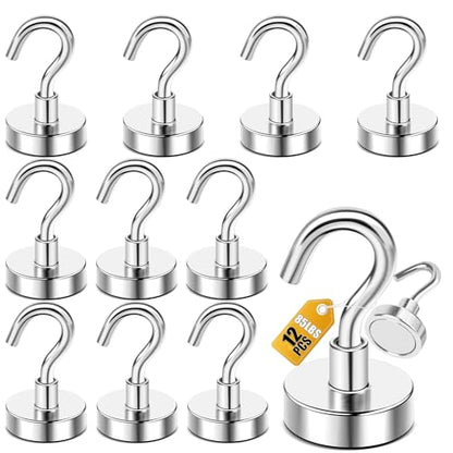 Magnetic Hooks 12pcs 85lbs Cruise Essentials 2026 Magnet Hook (Silver / 0.98in)