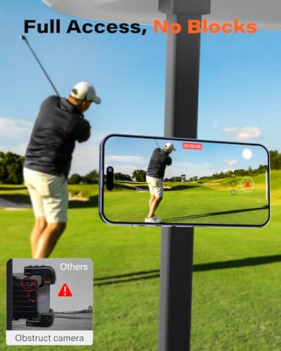 CNC Alloy Magnetic Golf Cart Phone Holder Plus Edition with Metal Hook (Iron Gray Plus (1 Count))