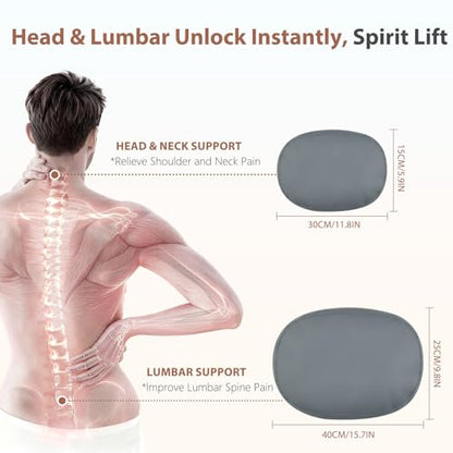 Car Headrest and Lumbar Support Pillow for Car Office Chair (Light Gray / 2 Pieces)