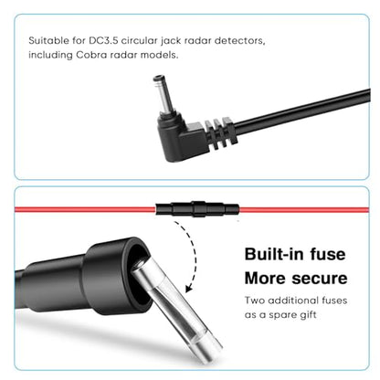 Radar Detector Rearview Mirror Rod Mount and Radar Power Cord Hardwired Kit (For Cobra Radar Models)