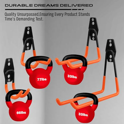 15 Piece Garage Wall Hooks with 3 Extension Straps (15-Pack Hooks + 3 Straps（orange）)