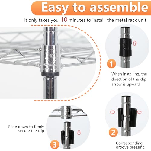 5 Tier Wire Shelf (Chrome / 17"D x 12"W x 48"H)