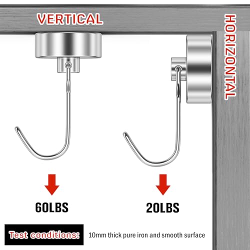 6 Pack Silver Magnetic Hook (Silver / 0.98in)