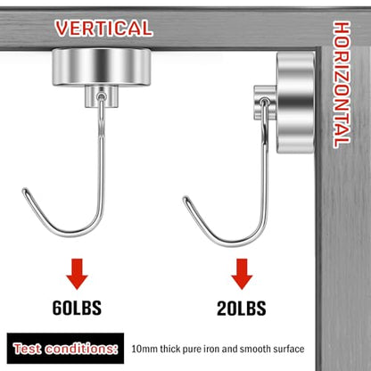 20 Pack Silver Metal Magnetic Hooks (Silver / 0.98in)