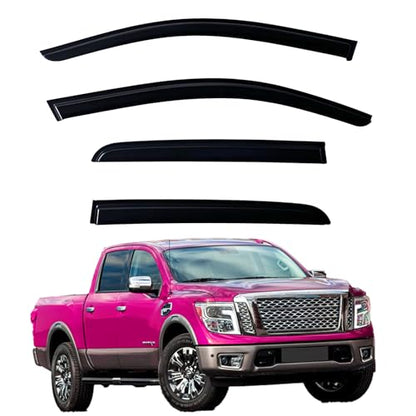 Window Visors Rain Guards Compatible with 2017 (2017-2025 Titan Crew Cab)