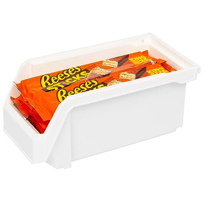 Medium Stackable Plastic Storage Bins (White / Medium, 8-Pack)