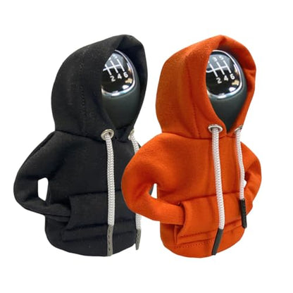 2PCS Car Gear Shift Hoodie Auto Shifter Knob Cover (Black&Orange / 2 Pcs)