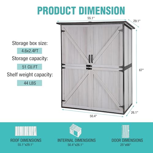 Outdoor Storage Cabinet with Adjustable Shelves (Off White)