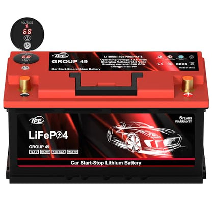 Car Start Stop Lithium Battery GROUP 49 12V 90AH Car Battery with 1300CCA (Group 49 Bottons)