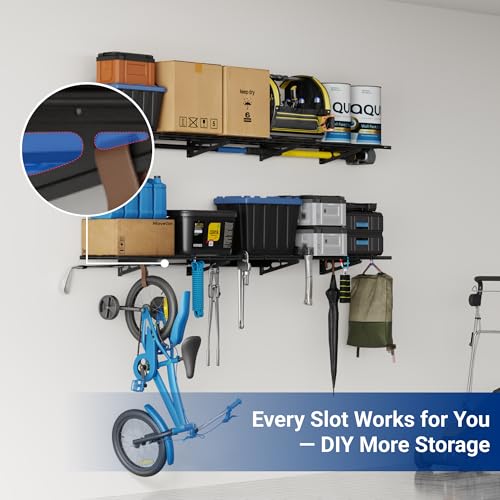 12-inch-by-72-inch Wall Shelf Garage Storage Rack Wall Mounted Floating Shelves,1x6ft,Black, 2-Pack, Classic Series (Black / 2 pack-1x6 ft)