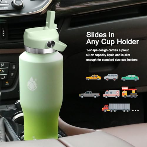 SENDESTAR 40oz Stainless Steel Water Bottle (Neon / 40 Ounces)