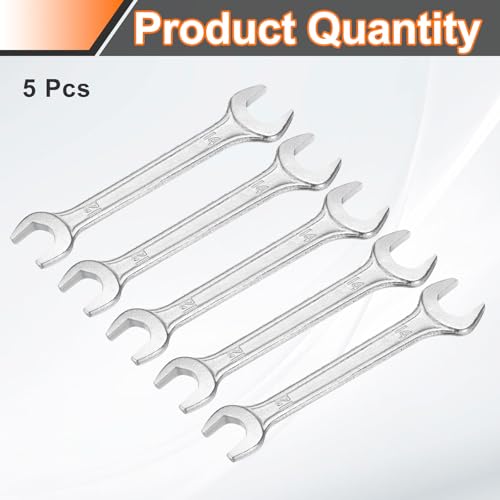 5pcs Double Open End Wrench 12mm x 14mm Metric 15 Degree Offset Angle Small Flat Head Wrench Galvanizing Open Ended Spanner for Automotive Repair Furniture Assembly (12mm x 14mm)