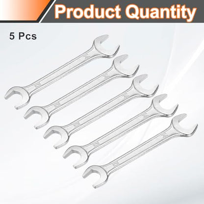 5pcs Double Open End Wrench 12mm x 14mm Metric 15 Degree Offset Angle Small Flat Head Wrench Galvanizing Open Ended Spanner for Automotive Repair Furniture Assembly (12mm x 14mm)