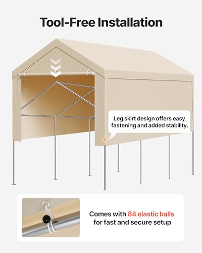Carport Replacement Canopy Cover (Beige / 10x20ft)