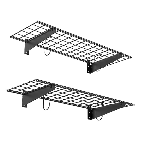2 Pack Garage Wall Shelves (Black / 15*45")