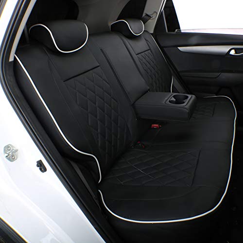 Custom Seat Covers for KIA Sportage Hybrid & Plug (Black with White Piping / 2023-2026 Hybrid/Plug-In Hybrid(No Hybrid LX ))