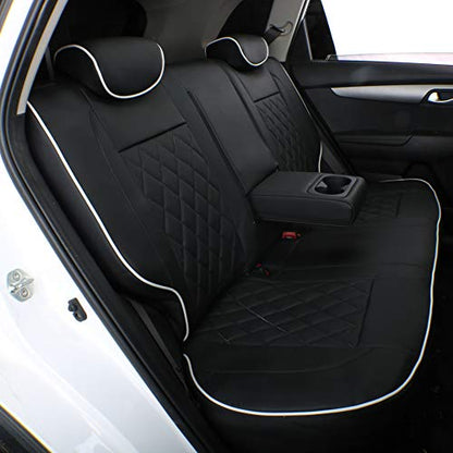 Custom Seat Covers for KIA Sportage Hybrid & Plug (Black with White Piping / 2023-2026 Hybrid/Plug-In Hybrid(No Hybrid LX ))