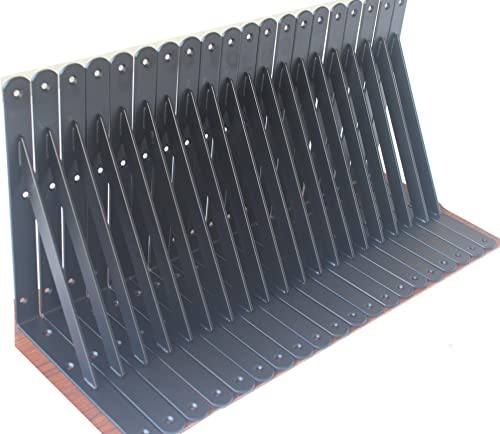 32 Pack L10 x H 8" Black Heavy Duty Shelf Brackets with Screws Metal Shelf Brackets Shelf Support Angle Brackets for Shelves L Brackets Heavy Duty Floating Shelf (32 Pack-Black / 10''x8'')