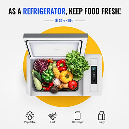 12 Volt Refrigerator With Cover 12V Car Fridge 30 Quart Portable Freezer Compressor Cooler Compressor Freezer (30 Quart with Cover / Grey)