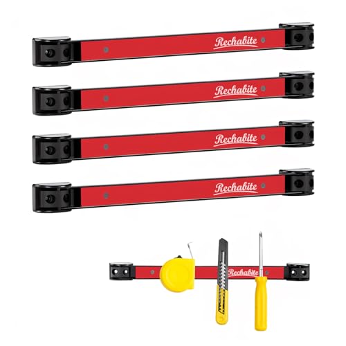 4 Pieces 12" Magnetic Tool Holder Strip (Red 4PC / 12")