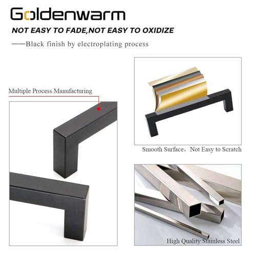 200 Pack 5 Inch Matte Black Cabinet Handles Kitchen Drawer Pulls (Matte Black / 5 Inch Hole Centers)