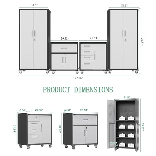 Garage Cabinet System (Black & Grey / 4 Pcs-StyleB)