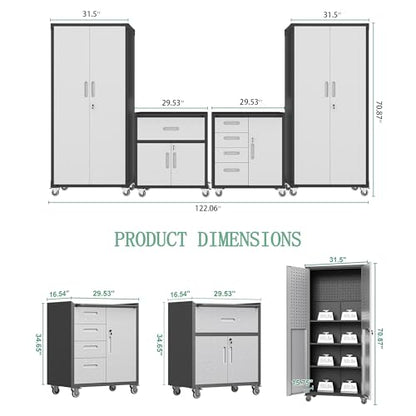 Garage Cabinet System (Black & Grey / 4 Pcs-StyleB)
