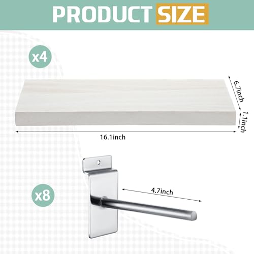 4 Pack Wooden Slatwall Shelf (White / 16.1" X 6.7"x 1.1")