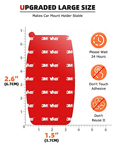3 Pack 3M VHB Adhesive Pad Magnetic Phone Holder for Car (3-Pack VHB Adhesive Pad)