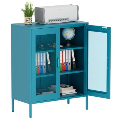 Metal Storage Cabinet with Mesh Doors (Blue / 40''H)