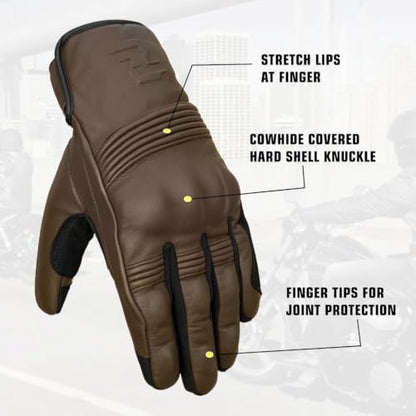 Leather Motorcycle Gloves for Men and Women (Small / Classic Brown)