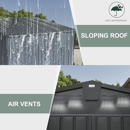 Domi Outdoor Storage Shed 11' x 12.5' (11' x 12.5' Gable Roof / Dark Gray)